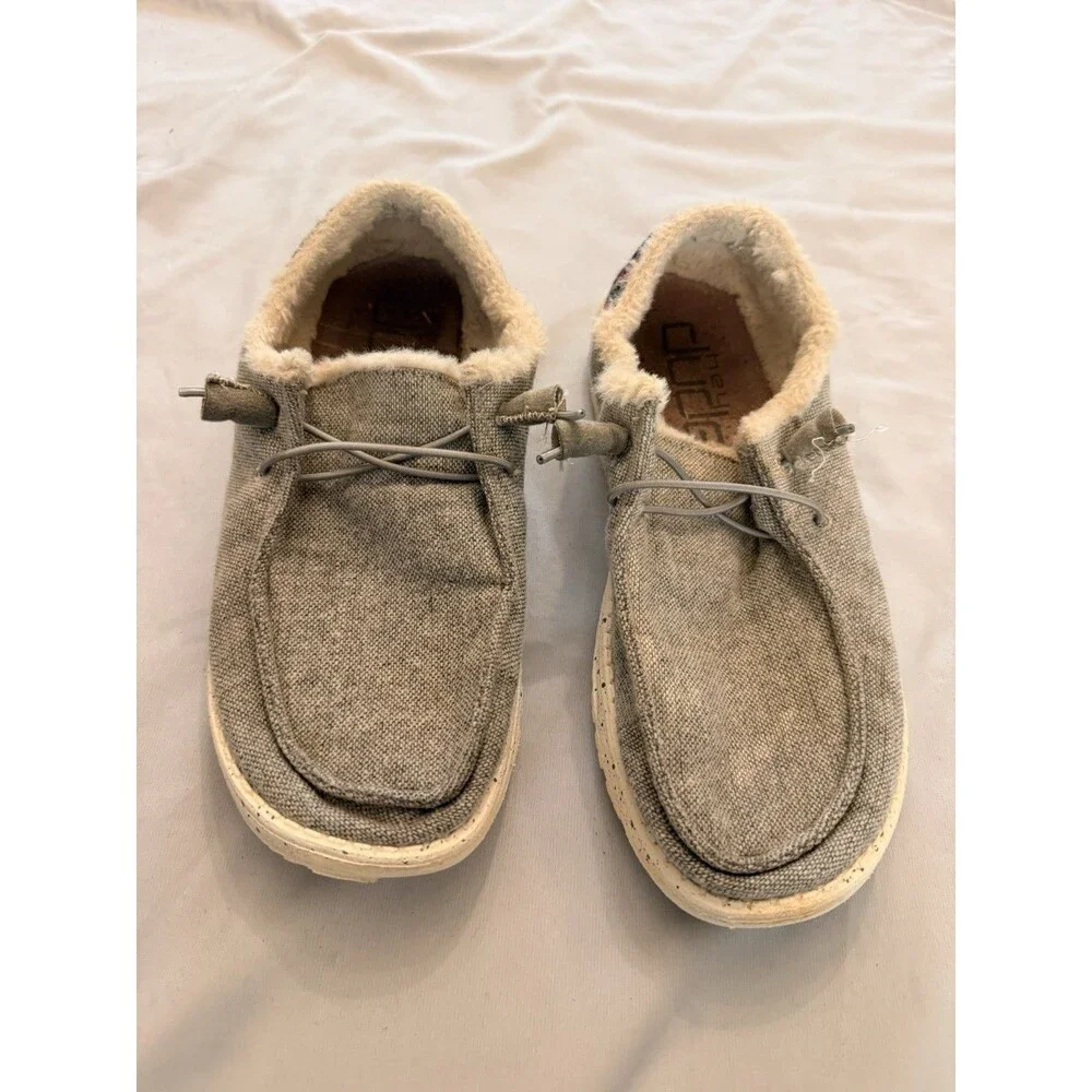 HEYDUDE Wendy Funk Wool Gray Faux Fur Lined Lightweight Loafer US 9 EU 40